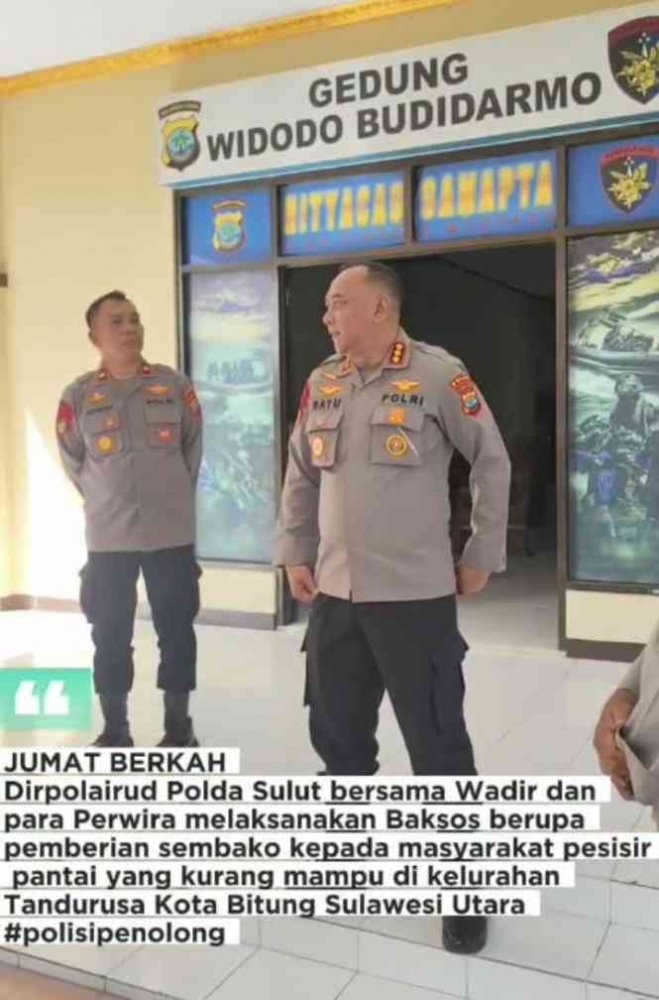 Halo Dunia : Jumat Berkah Polairud Polda Sulut, Dirpolairud Bagikan Bantuan Langsung ke Warga